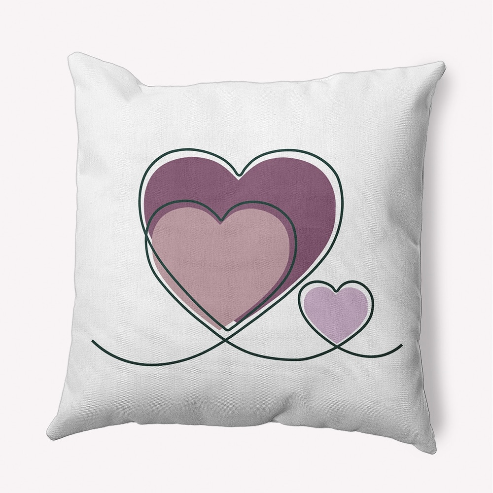 Hearts With Outlines Valentines Day Accent Pillow