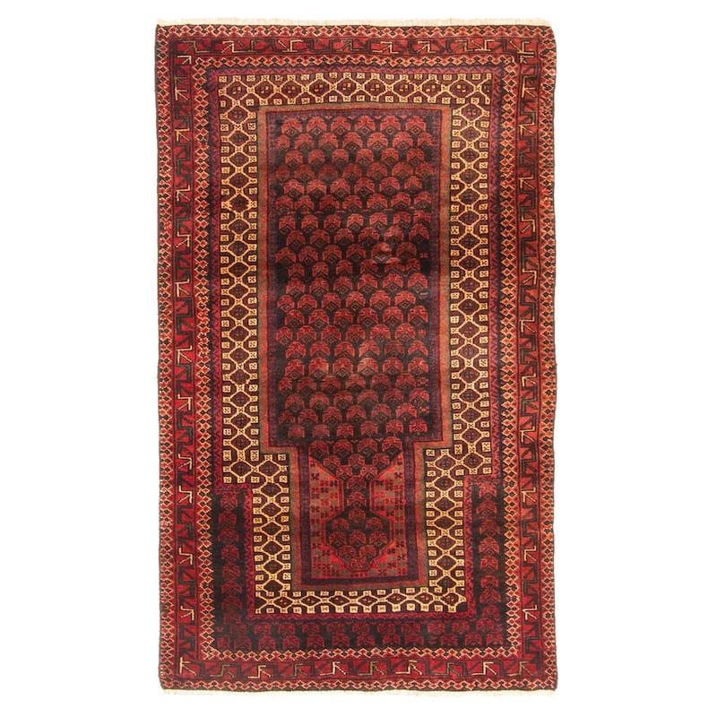 ECARPETGALLERY Hand-knotted Teimani Dark Brown Wool Rug - 2'9 x 4'8