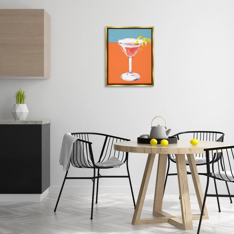 Stupell Cocktail on Blocked Hues Framed Floater Canvas Wall Art Design By Susan Jill