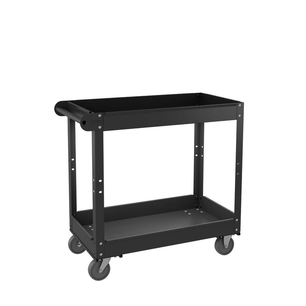Hirsh 2-Tier Metal Utility Cart Storage Service Tool Trolley, Holds up to 400 lb, 30 x 16, Black - 6.100 X 18.500 X 33.070