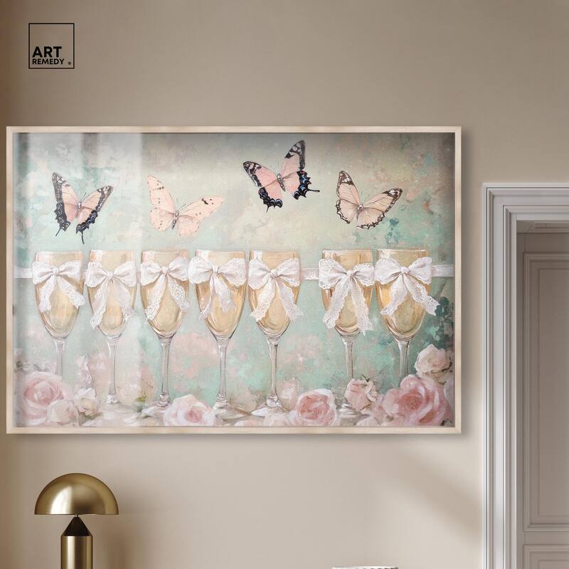 Champagne Mint and Pink Glass Shadowbox by Art Remedy