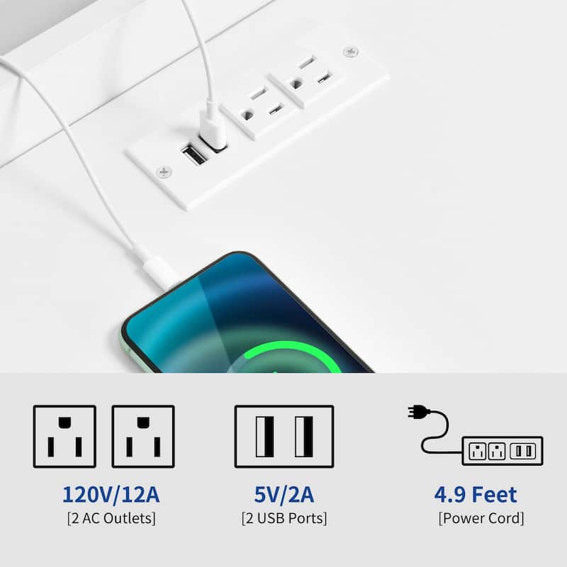 Moasis Modern LED Nightstand Set of 2 with Drawer and Storage Shelf, Bedside Table with Charging Station