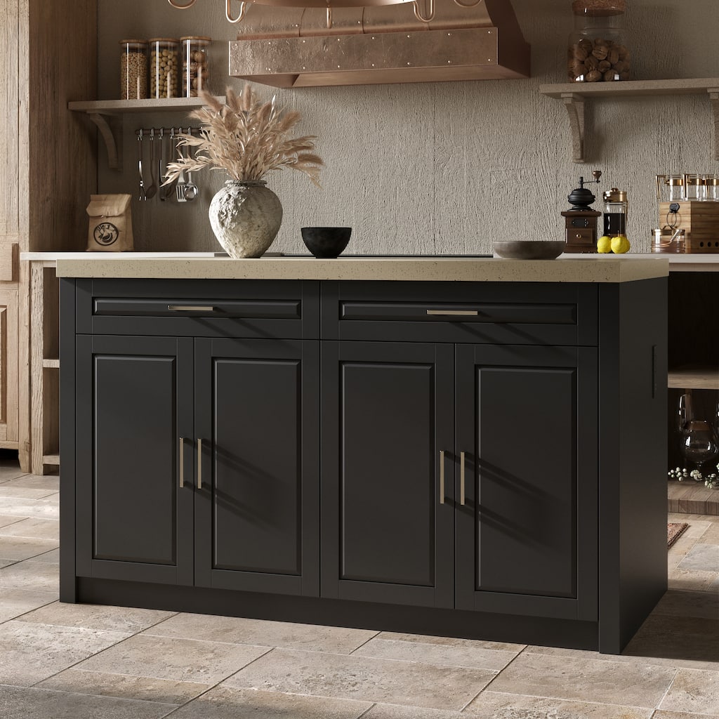 Kitchen Island with Storage Cabinet, White Kitchen Island Table with Drawers & Shelves Pantry