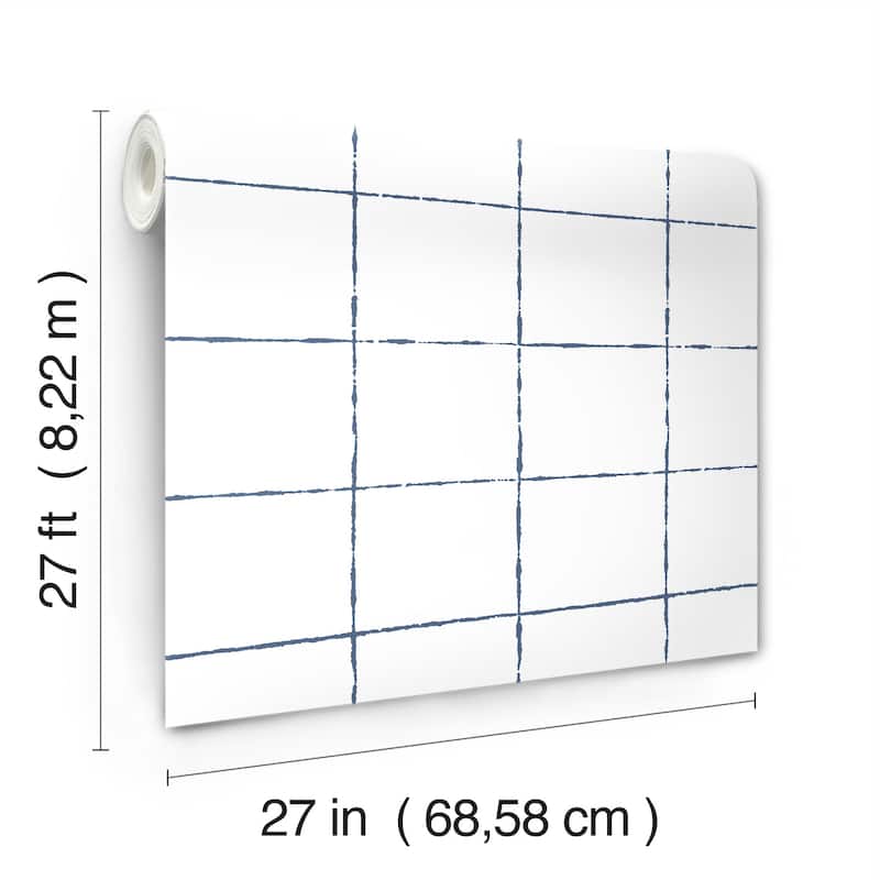 York Wallcoverings La Vitre Plaid Ultramarine Wallpaper