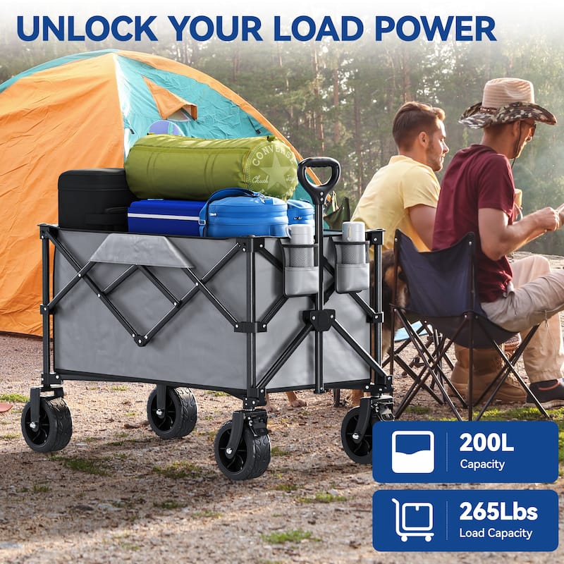 Collapsible Foldable Beach Wagon Cart Utility Cart with All Terrain Wheels - 33.5"