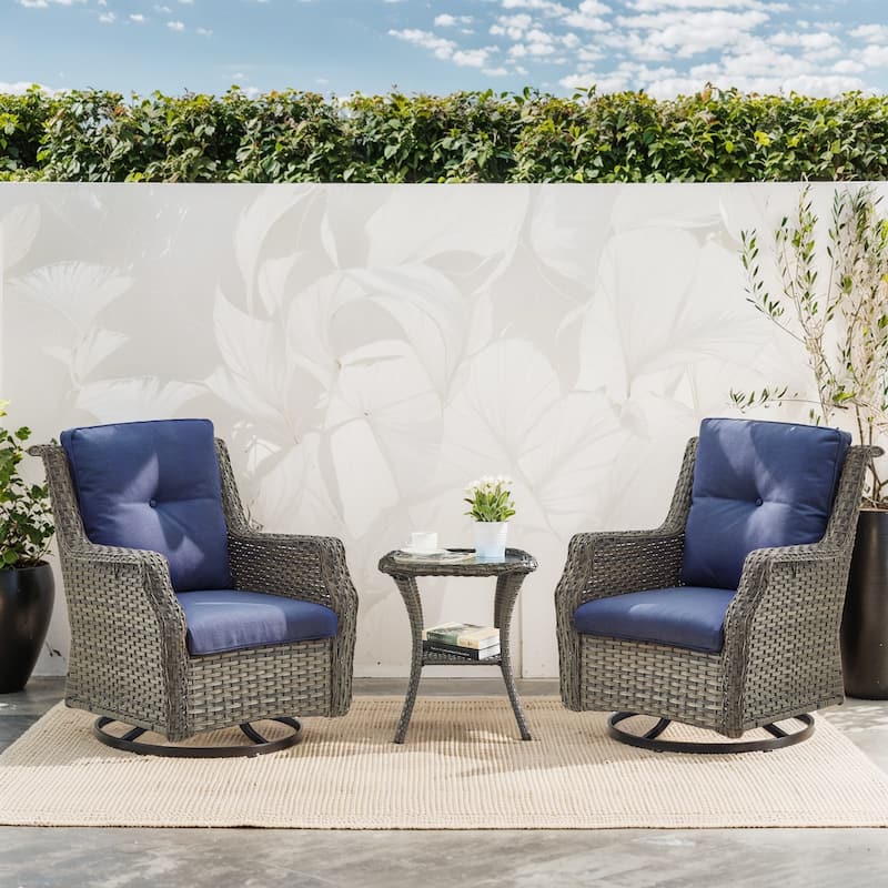 Gymojoy 5-Piece Patio Outdoor Rocking Chair Ottomans - Grey