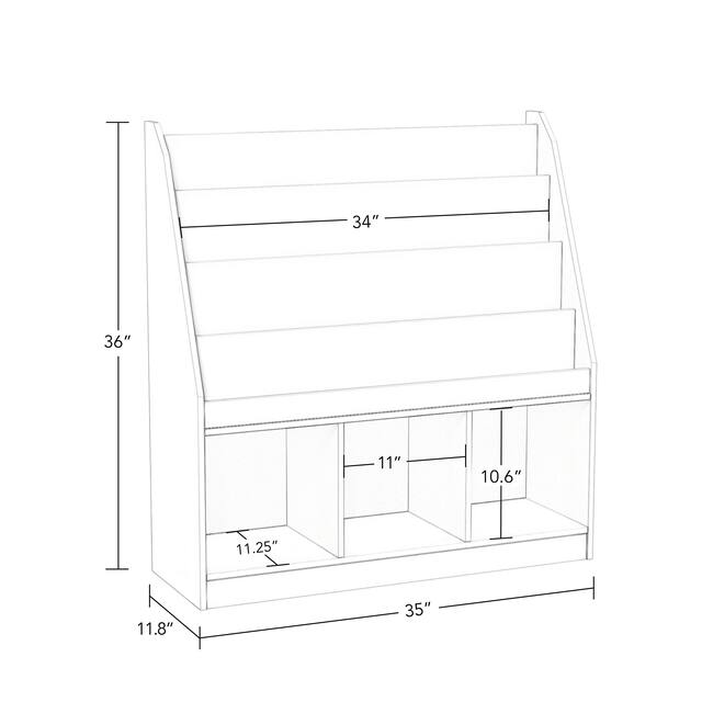 RiverRidge Home Kids Bookrack with Three Cubbies, White