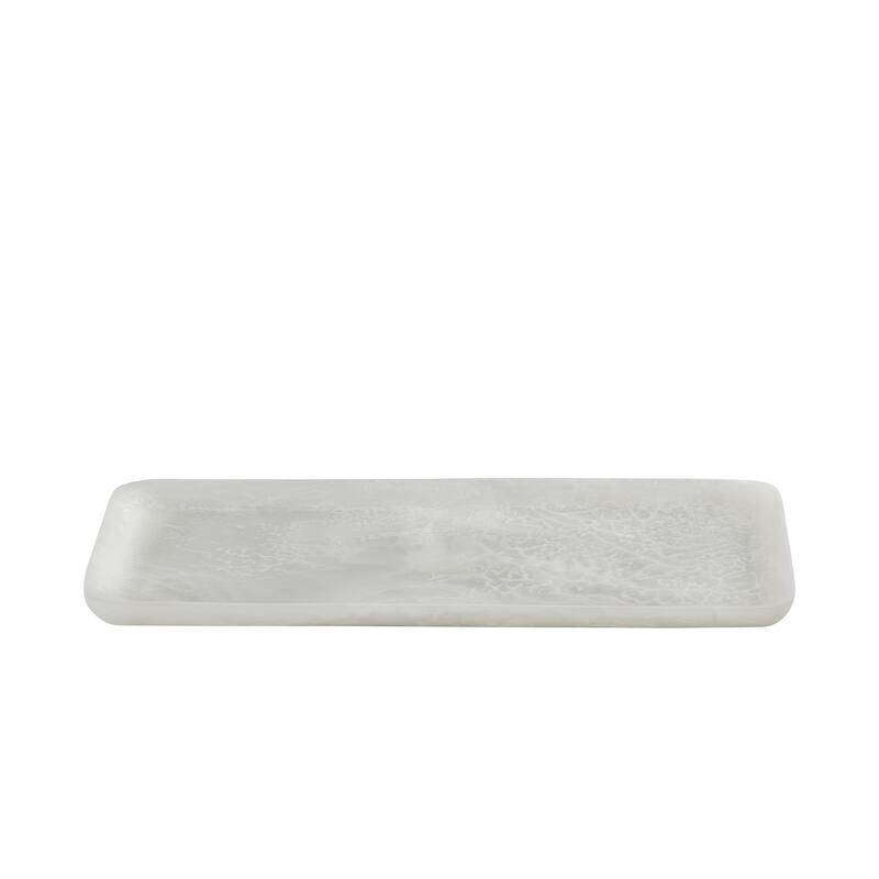White Resin Rectangle Platter Set of 2