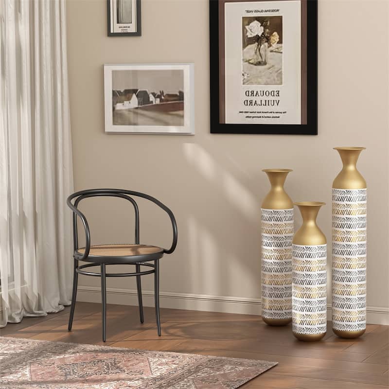 High Floor Vase Flowers,Oversized Floor Vase,Metal Glazed Vases,3 PCS