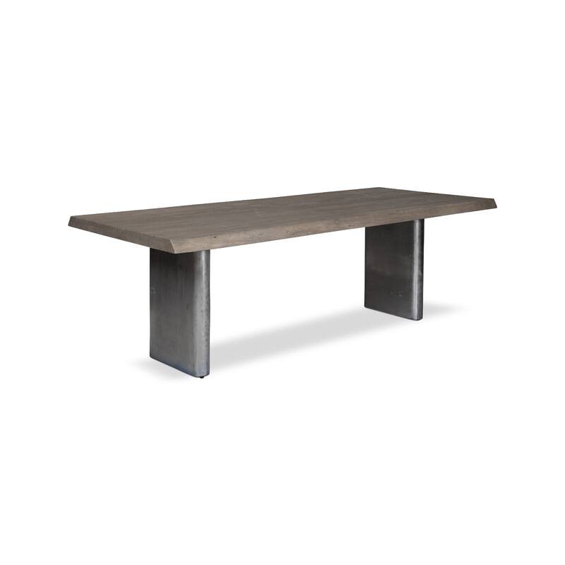 Urbia Brooks Solid Acacia Dining Table - Cast Slab Base - 79" - Sandblasted Grey, Antique Nickel