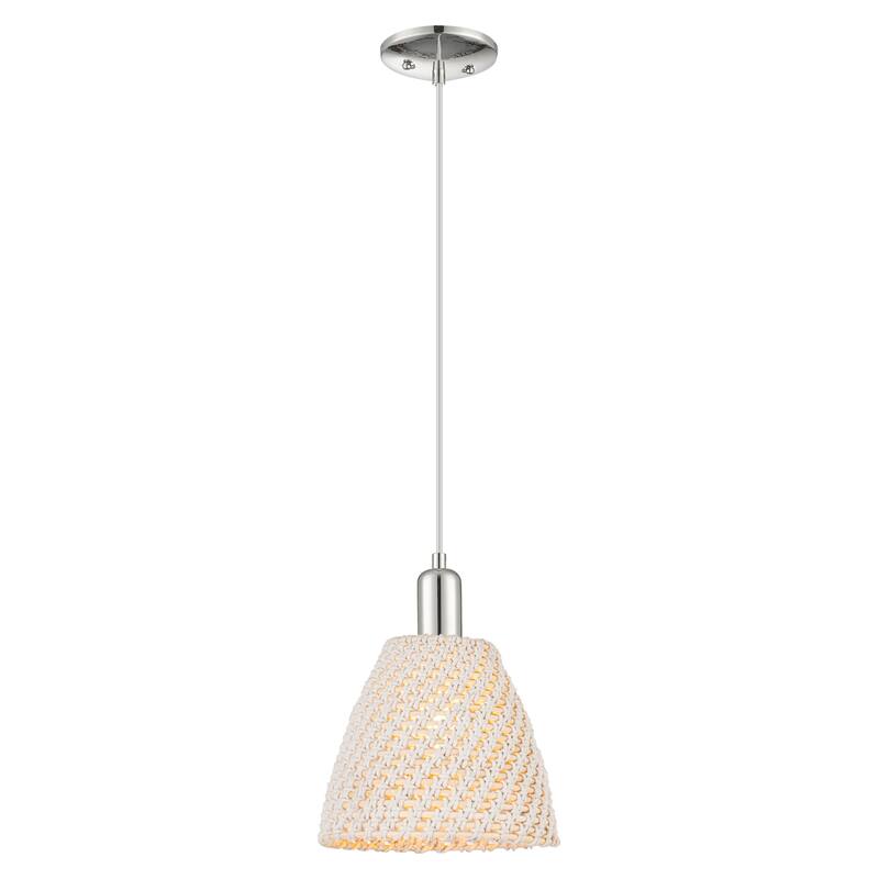 Innovations Lighting Downtown Urban - Natural Ballston Dome - 1 Light 9" Cord Hung Mini Pendant - Natural Shade/Polished Nickel
