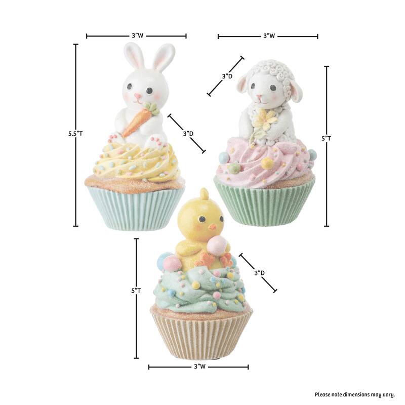 Easter Cupcake 6" Set of 3 - 6