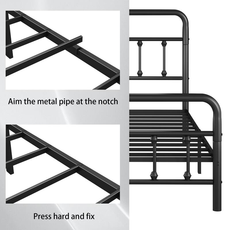 Metal Bed Frame, Full Size Bed Frame with Headboard,Structurally Stable, Under Bed Storage, No Box Spring Needed