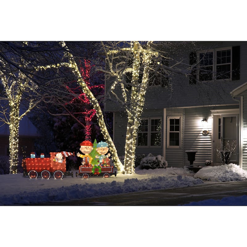 79" Peanuts Pre-lit LED 2D Yard Art 2 piece Train Set