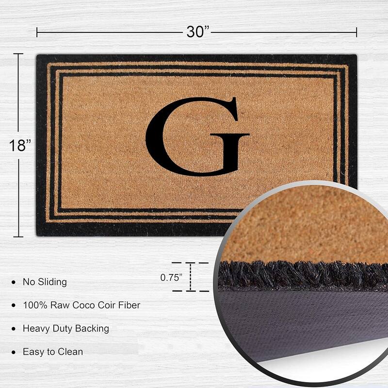 A1HC Pure Natural Coir Monogrammed Heavy Duty PVC Backing Doormat