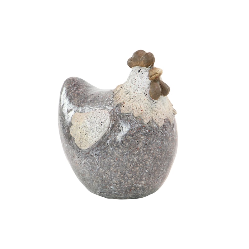 Polystone Chicken Indoor Outdoor Garden Sculpture - Gray - Roche River Decor - Gray - 9"W, 10"H