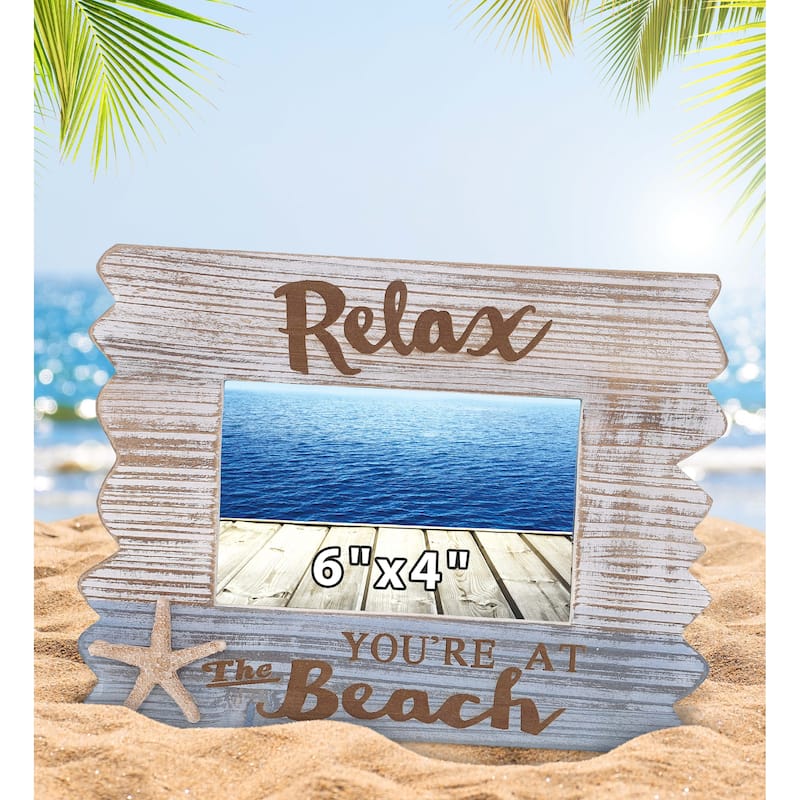 CoTa Global White Distressed Wood Coastal Horizon 6×4 Photo Frame - 9.75 inches