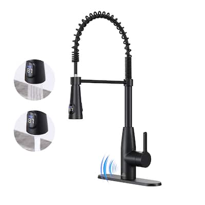 Single Handle Pull Down Sprayer Kitchen Faucet with Touchless Sensor and Intelligent Temperature Display