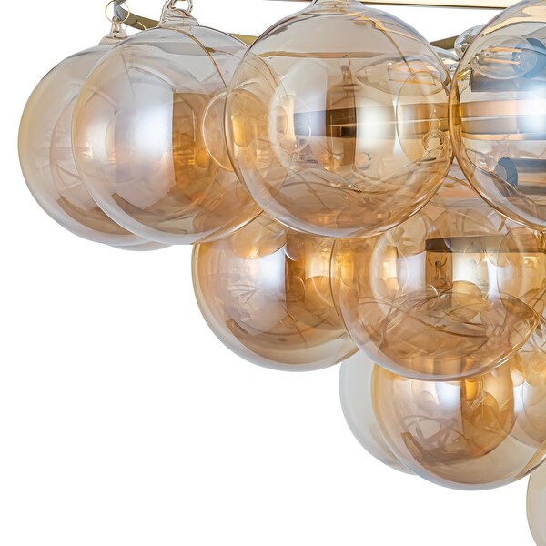 Modern Glam 9-Light Cluster Bubble Chandelier With 34 Amber Glass