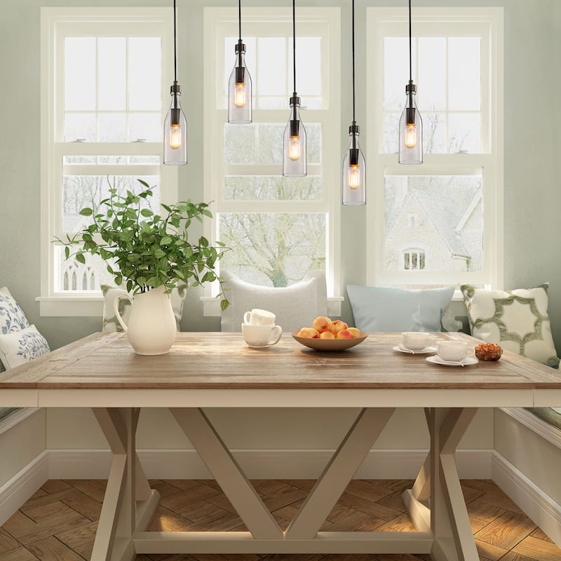 Modern Farmhouse 1-Light Bottle Glass Island Pendant Lights for Dining Room