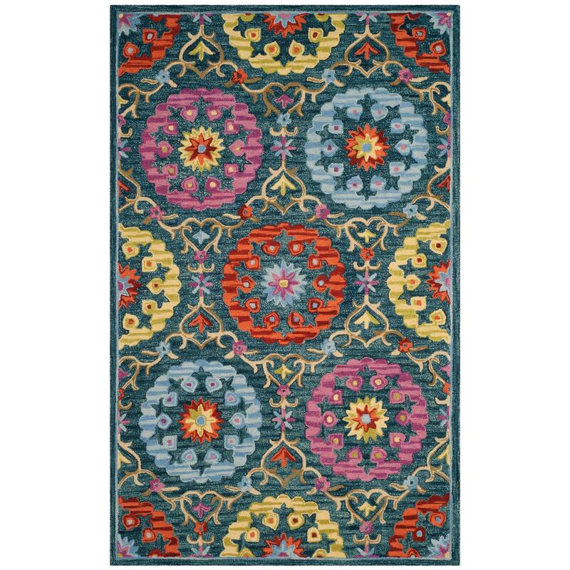 SAFAVIEH Handmade Suzani Florane Boho Tribal Wool Rug