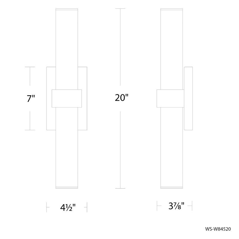 Quincy 20in LED Outdoor Wall Light Selectable CCT 2700-3000-3500-4000K set to 2700K in Black