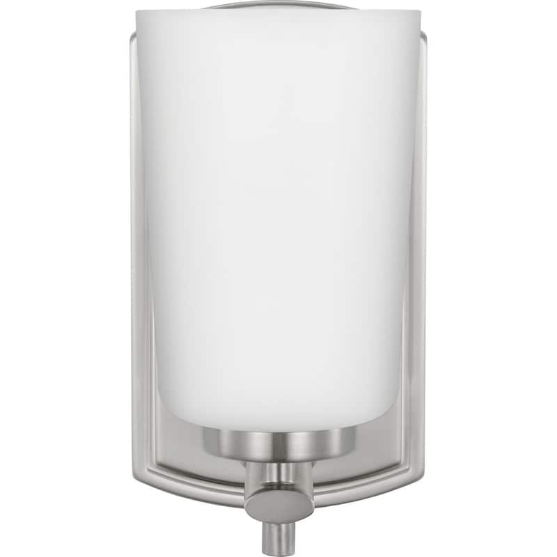 Adley Collection One-Light Brushed Nickel Etched Opal Glass New Traditional Bath Vanity Light - 4.5 in x 6 in x 7.75 in