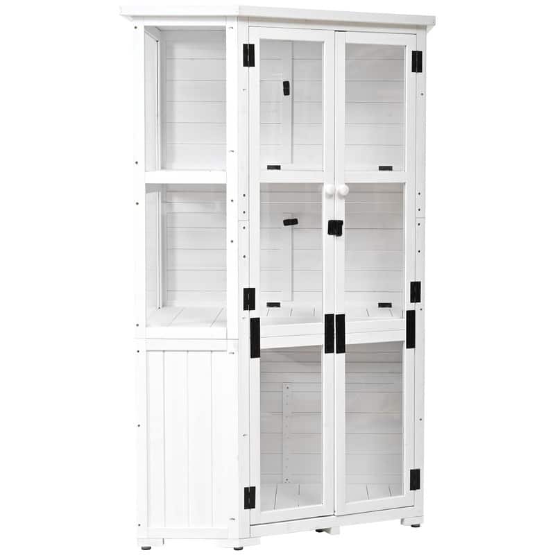 63" Height Garden Outdoor Tool Storage Shed, Greenhouse Cold Frame with Lockable Door