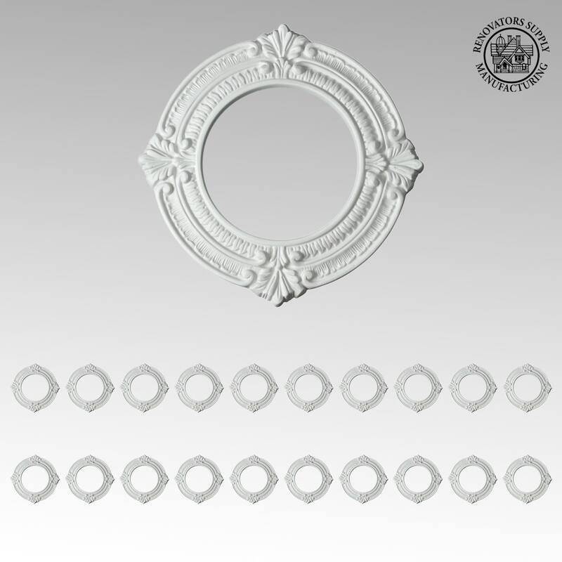 White Recessed Ceiling Medallion Polyurethane Foam Ornate Water resistant ID 6" x OD 10" (Set of 20) Renovators Supply