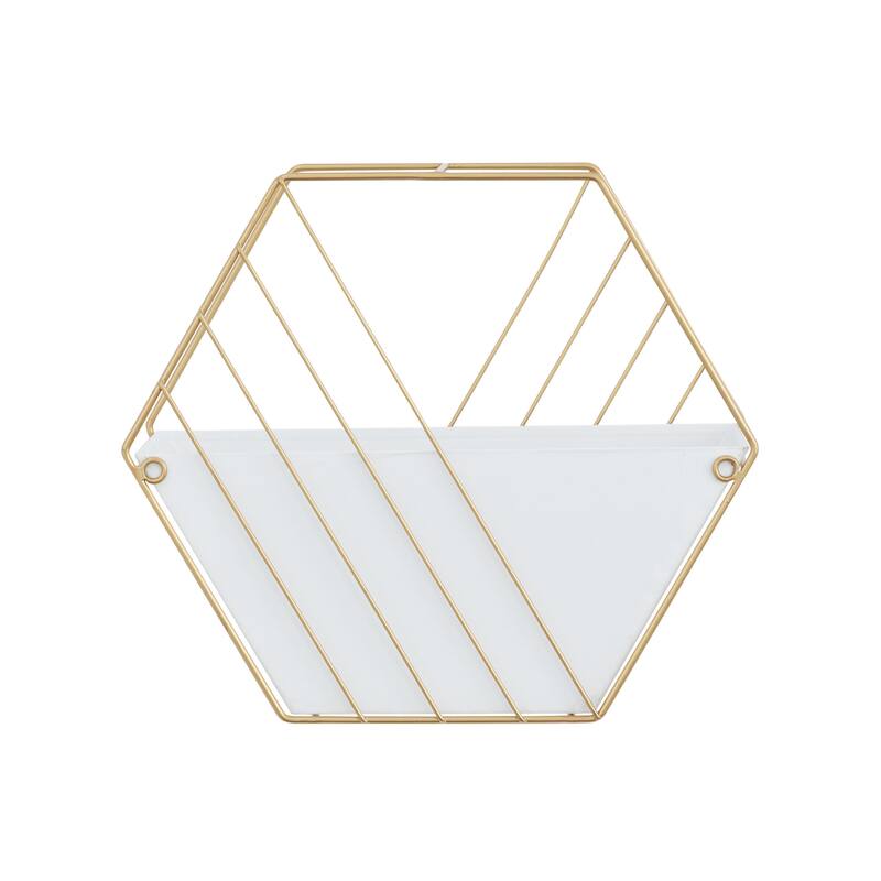 Metal Geometric Hanging Indoor Outdoor Wall Planter - Set of 2 White - Roche River Decor - 5"W x 12"L x 10"H