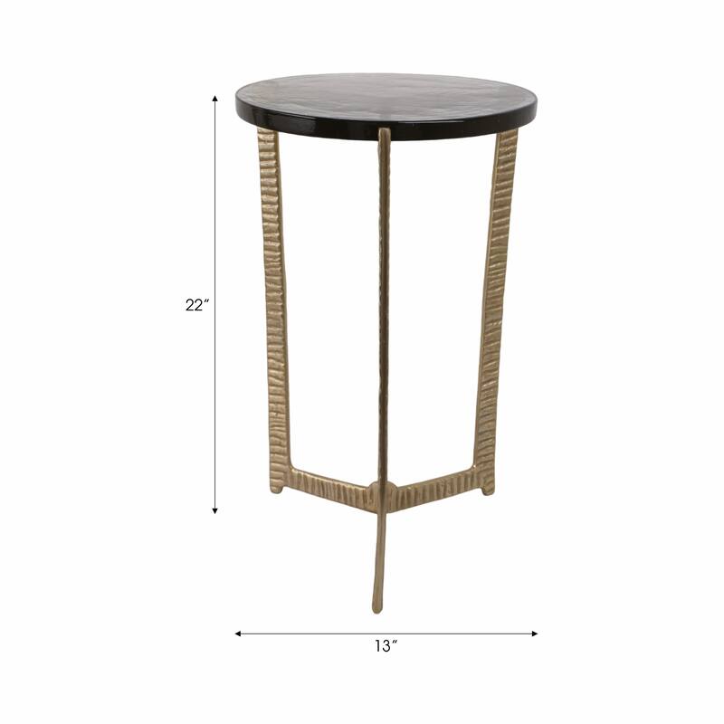 Side Table - Glass Top on Textured Metal Base, 22"