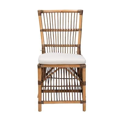 Bohemian Dining Chair - Fabric Seat, Natural Wood Frame - Stylish Accent Chair for Kitchen & Living Room