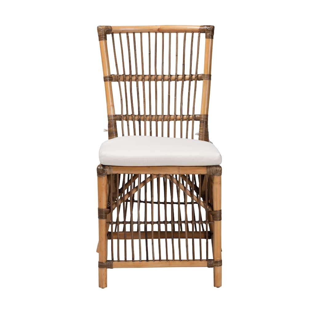 Bohemian Dining Chair - Fabric Seat, Natural Wood Frame - Stylish Accent Chair for Kitchen & Living Room