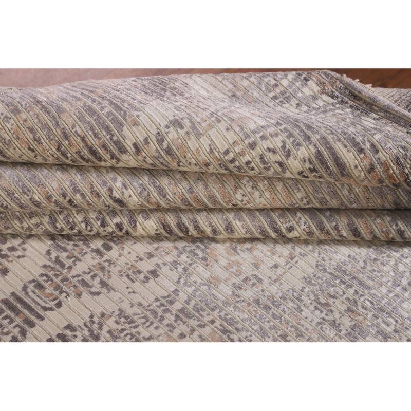 Abstract Modern Area Rug Hand-Knotted Contemporary Wool Carpet - 6'7"x 9'9"