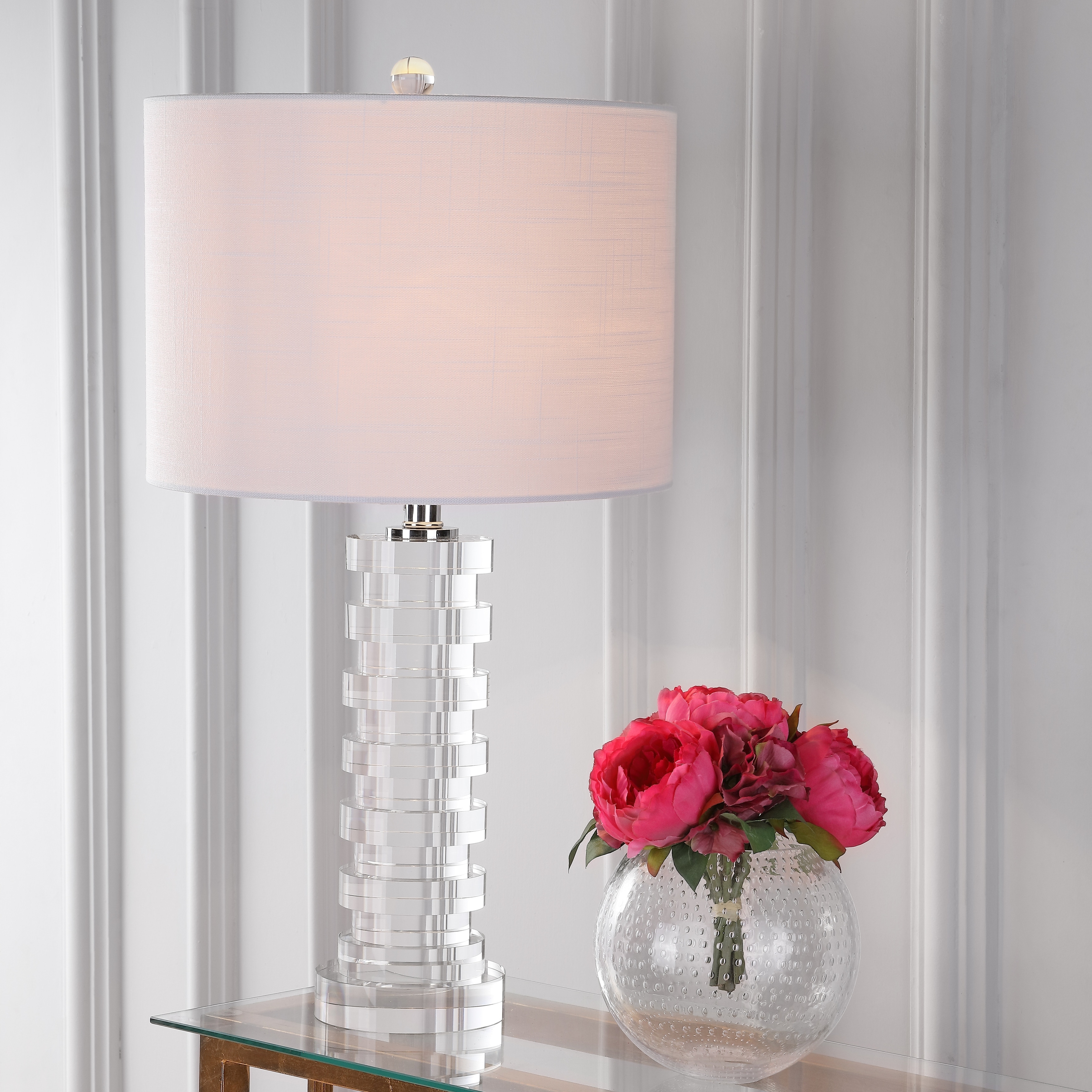 JONATHAN Y Eliza 25" Crystal LED Table Lamp, Clear