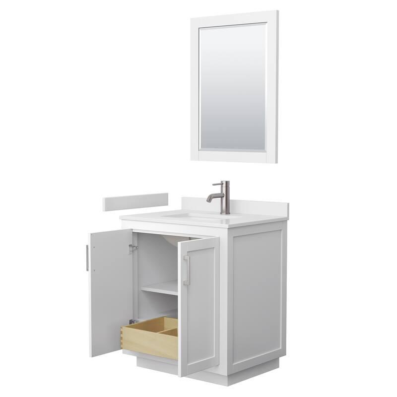 Miranda Single Vanity Set, Cultured Marble Top, 24-Inch Mirror