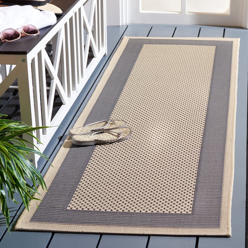 SAFAVIEH Courtyard Gwenneth Indoor/Outdoor Waterproof Patio Backyard Rug - 2'3" x 10' Runner - Grey/Cream