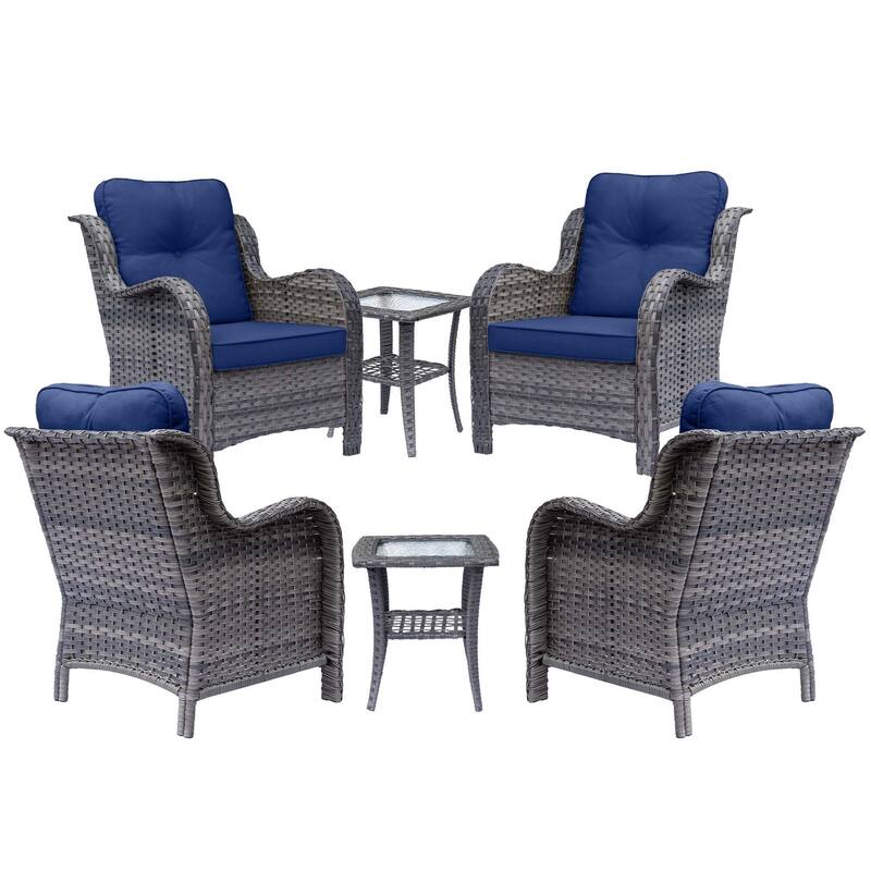 6 Piece Outdoor Wicker Rattan Patio Conversation Furniture Chairs Sets