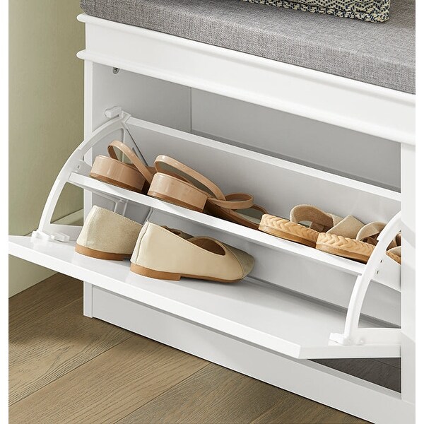 SoBuy FSR64-W, Hallway Shoe Bench Storage Cabinet With Flip-Drawer