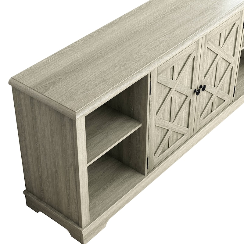 70-inch Extra-Wide Rustic TV Stand for 80" TVs - Natural Wood Finish
