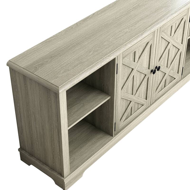 70-inch Extra-Wide Rustic TV Stand for 80" TVs - Natural Wood Finish