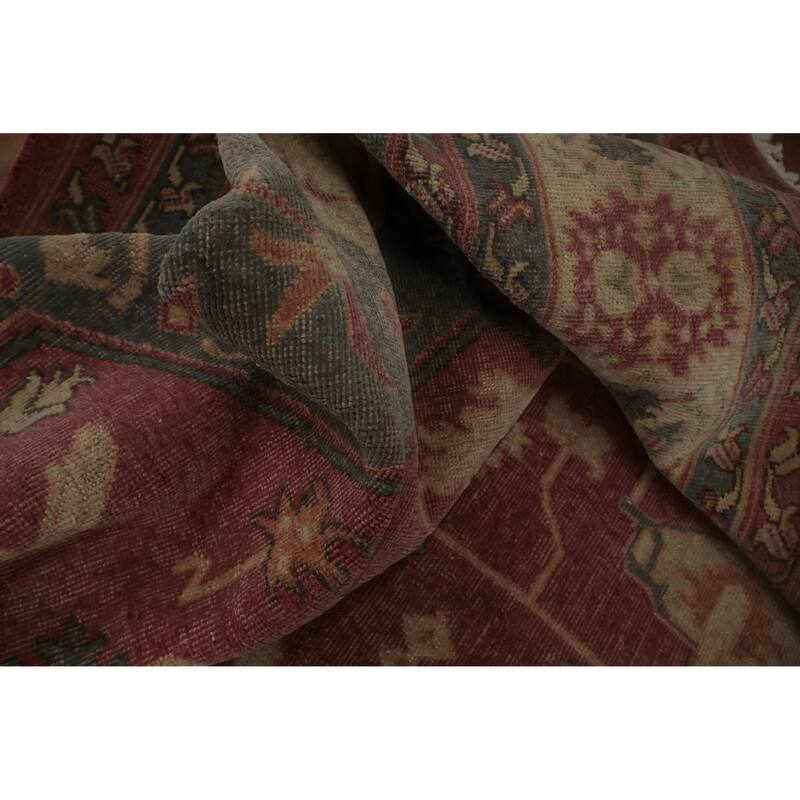 Hand Knotted Oriental 100% Wool Carpet Traditional Floral Pink Ziegler Area Rug - 11' 4'' X 8' 10''