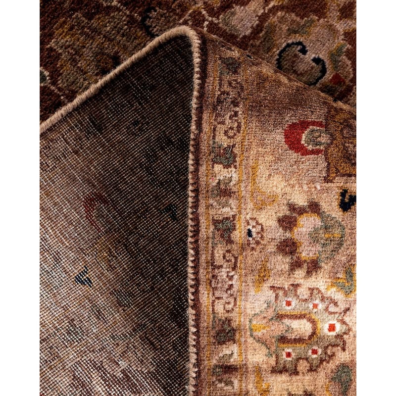 Overton Hand Knotted Wool Vintage Inspired Modern Contemporary Overdyed Brown Area Rug - 3' 2" x 5' 5"