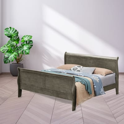 Wooden Sleigh Queen Platform Bed - 84" - Gray