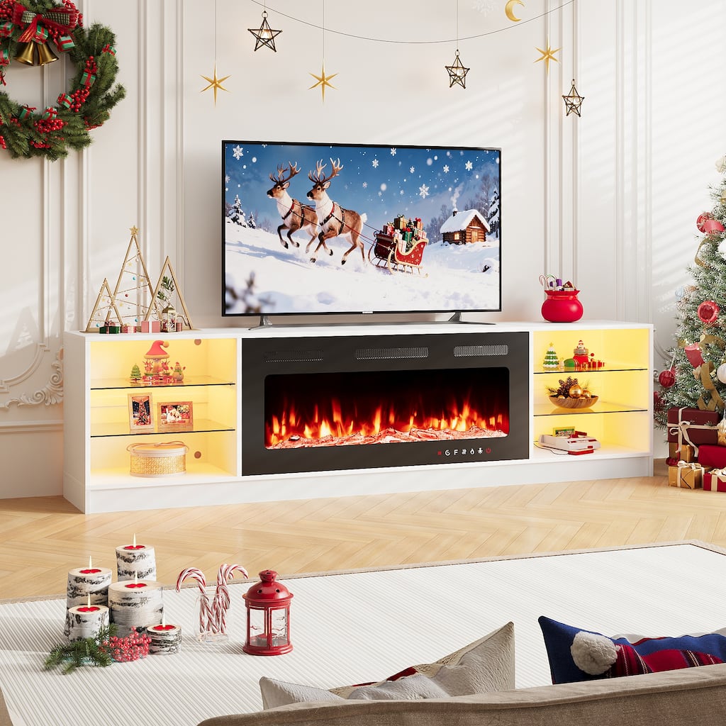 EROMMY Electric Fireplace TV Stand, Living Room Media Storage Cabinet and Entertainment Console