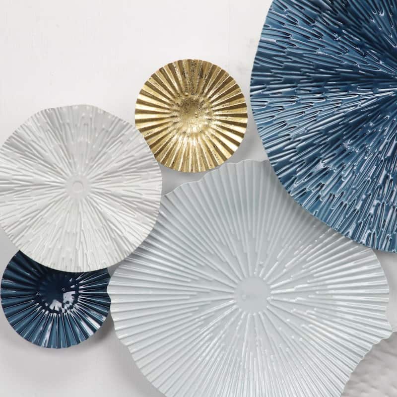 Handmade Coastal Shell Wall Decoration - 40.5" - Blue and White