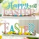preview thumbnail 1 of 37, Glitzhome Wooden Happy EASTER HOP with Artificial Rattan Table Sign Decor Centerpiece