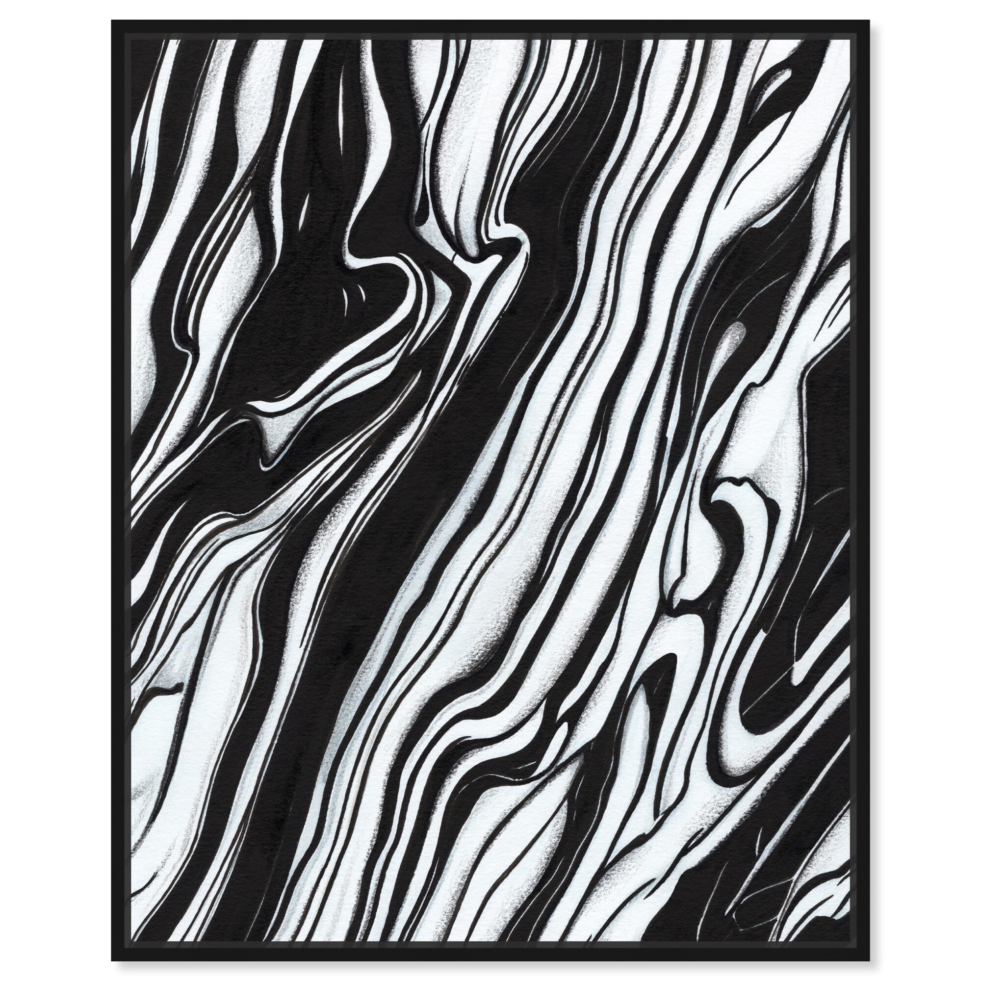 Black Lines I Canvas Modern Black And White Abstract Wall Art by Art Remedy