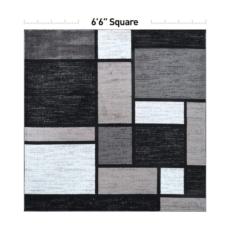 World Rug Gallery Contemporary Modern Boxed Color Block Area Rug