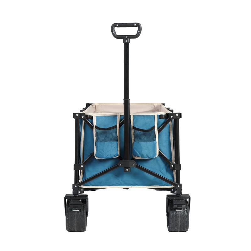 Foldable Wagon with All-Terrain Wheels & Drink Holders, 220lb Capacity